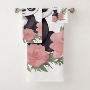 Bébé adorable Panda Ours avec fleurs