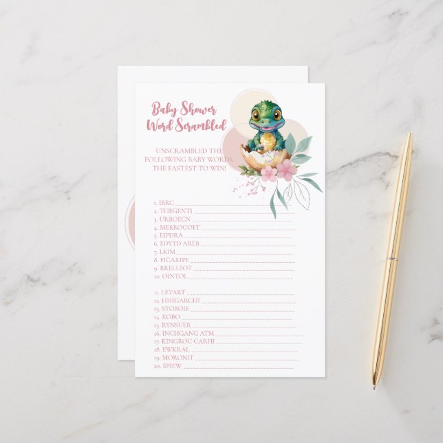 Bébé Alligator Hatching Floral Word Scramble Jeu (Devant/Arrière en situation)