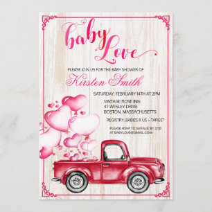Bébé Amour Coeur Ballons Baby shower Invitation