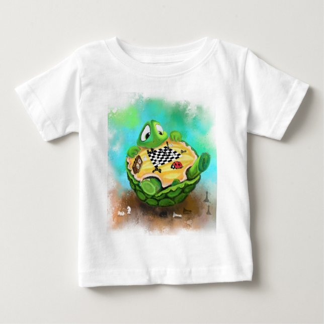 Bébé amusant T-Shirt Tortue Ladybug Jouer aux éche (Devant)