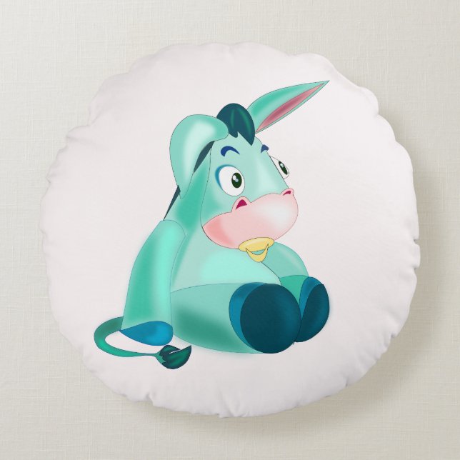 Bébé âne drôle Coussin rond (Devant)