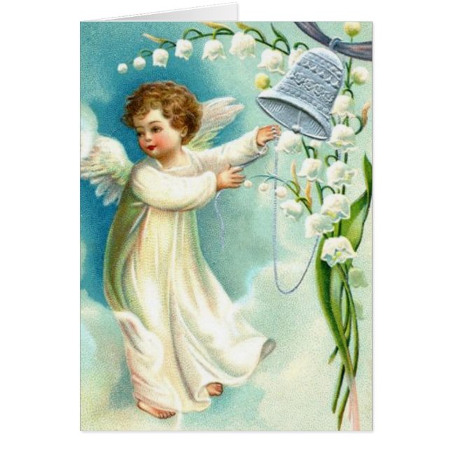 Bébé Ange Avec Cloche Bleue (Devant)