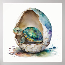 Bébé animal pour la nurserie, Affiche de tortue mi