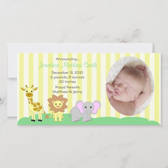 Bébé Animaux Annonces de naissance Carte photo (Devant)