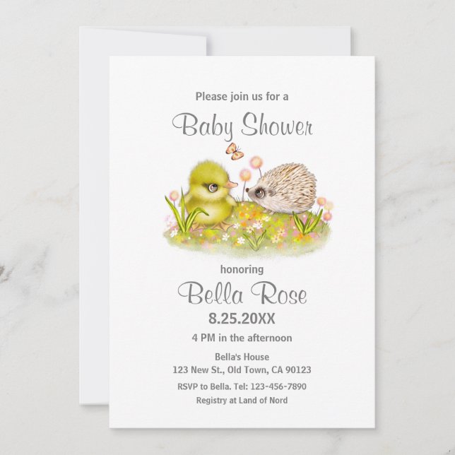 Bébé Animaux Bébé Douche Invitations (Devant)