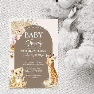 Bébé animaux boho arche baby shower invitation