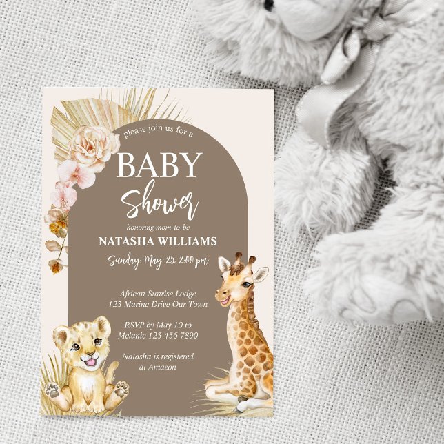Bébé animaux boho arche baby shower invitation (Créateur téléchargé)