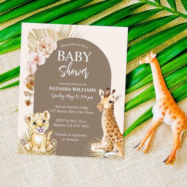 Bébé animaux brun baby shower invitation budgétair (Créateur téléchargé)