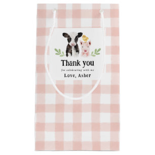 Bébé Animaux de ferme rose En vichy petit sac cade