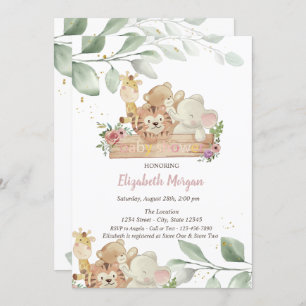 Bébé Animaux Forêt Feuilles Baby shower Invitation