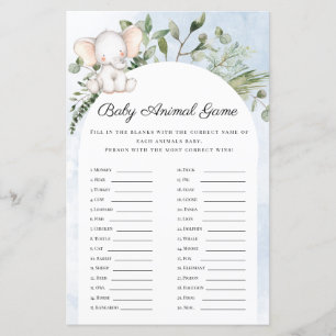 Bébé Animaux Garçon Blue Elephant Baby shower Jeu