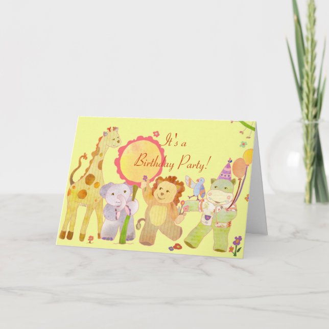 Bébé Animaux : Invitation à la fête d'anniversaire (Devant)