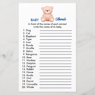 Bébé Animaux   Papier de douche pour bébé garçon