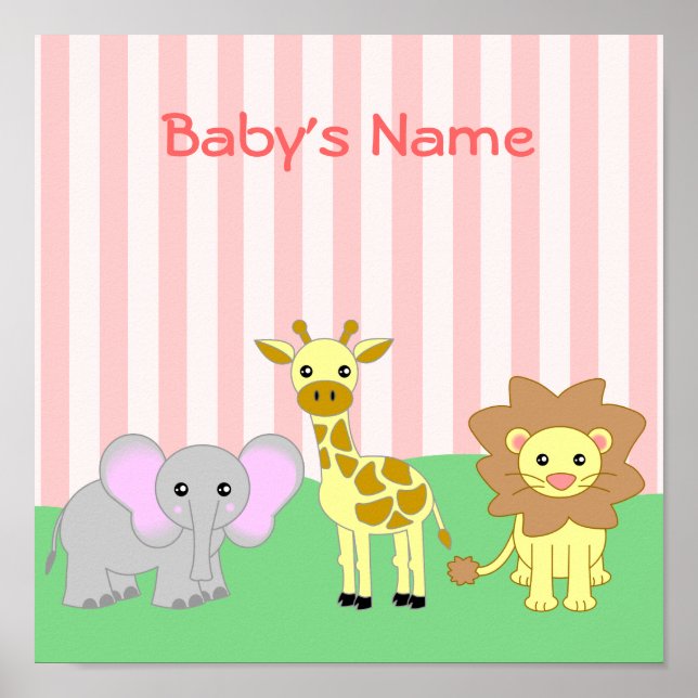 Bébé Animaux Salle de l'enfant Poster personnalisa (Devant)