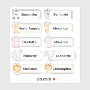 Bébé Animaux Stickers de noms multiples