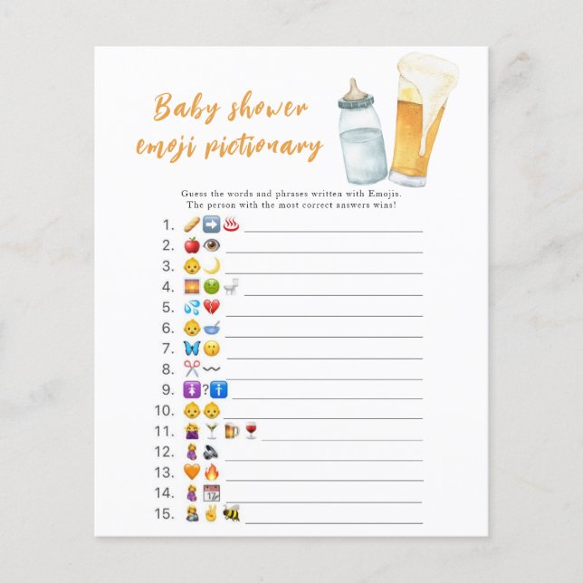 Bébé arrive jeu d'images Emoji baby shower (Devant)