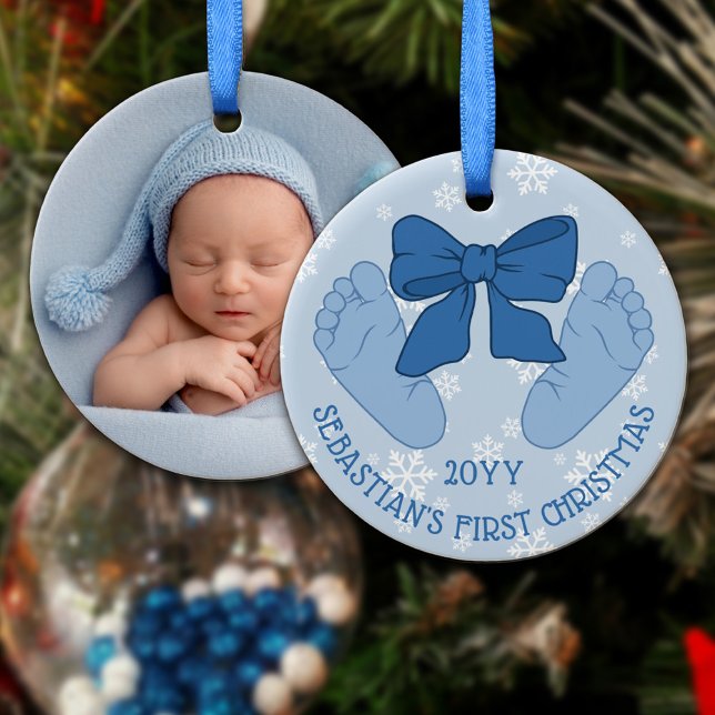 Bébé au Nœud Bleu Ornement de Noël pour Fils (Créateur téléchargé)