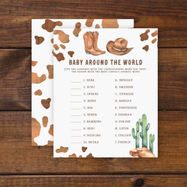 Bébé autour du monde - Baby Shower Cowboy (Créateur téléchargé)
