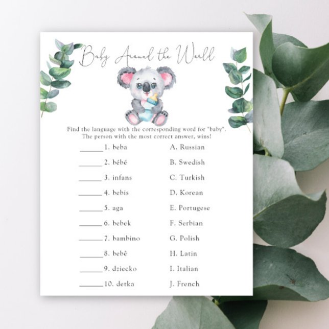 Bébé autour du monde - Baby Shower Koala (Créateur téléchargé)
