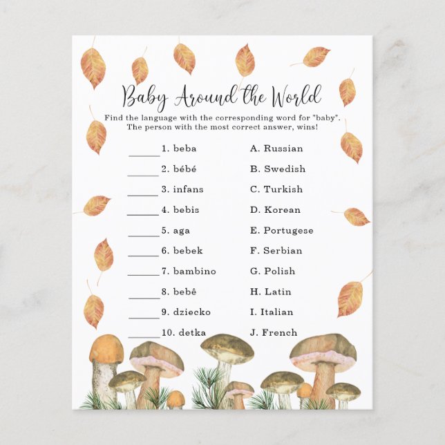 Bébé autour du monde - Jeu de Baby Shower (Devant)