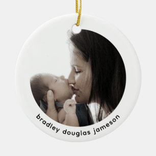 Bébé avec maman Photo 1er Noël Ornement en céramiq