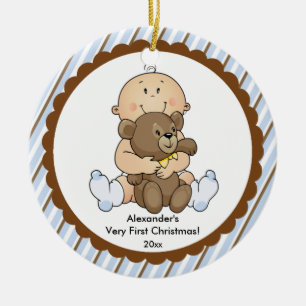 Bébé avec ours Ornement de premier Noël de bébé