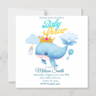 Bébé Baby shower baleine Invitation par aimant