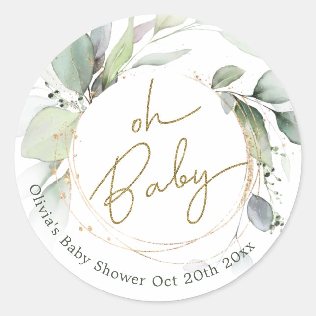 Bébé Baby shower Eucalyptus Stickers (Devant)