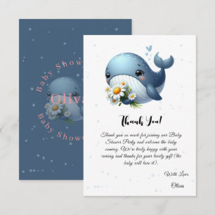 Bébé baleine mignon avec invitation de fête de béb