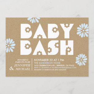 Bébé Bash Invitations de douche bébé Papier Kraf
