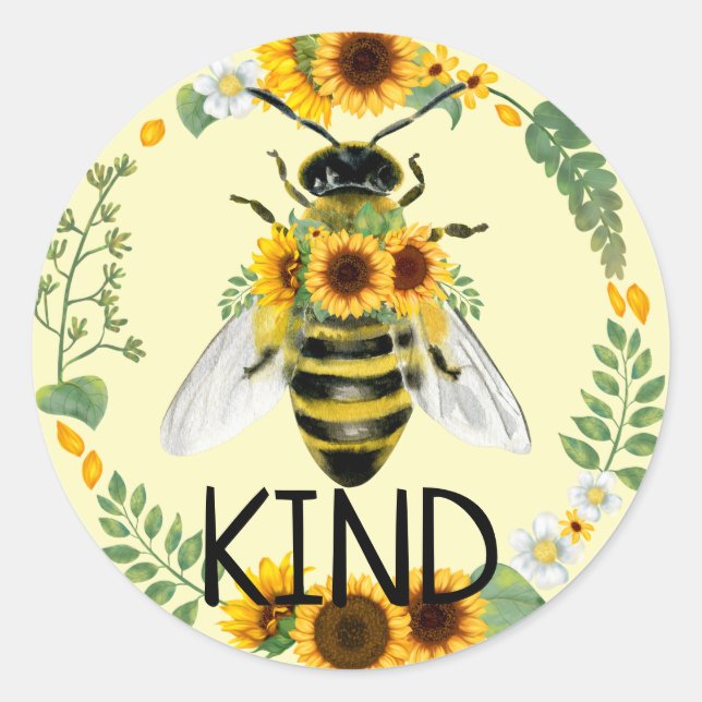 Bebe Be Kind Sunflowers Kindness Sticker Jaune (Devant)