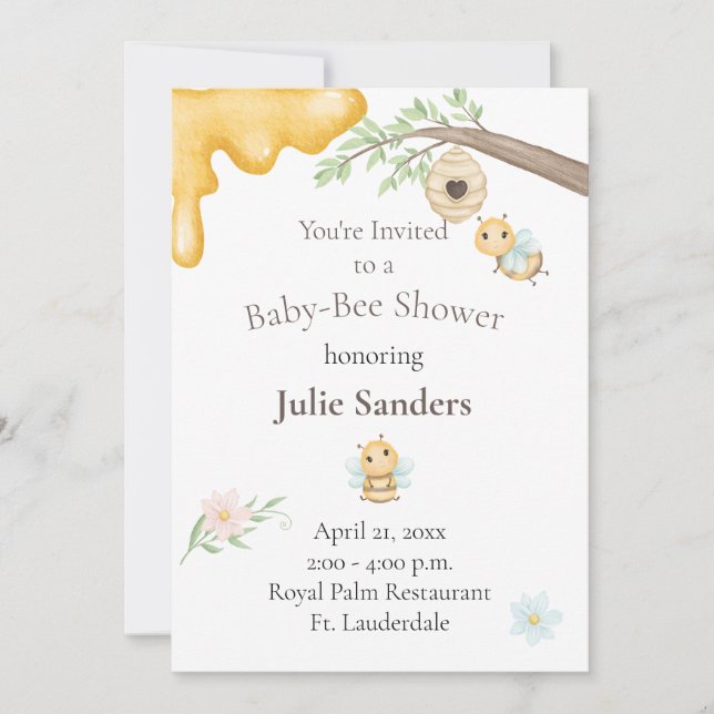 Bébé Bee Baby shower Invitation (Devant)