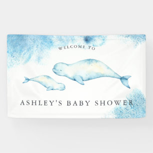 Bébé Beluga   Bannière d'accueil Baby shower Océan