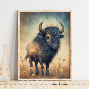 Bébé Bison Animal Africain   Impression Murale de 