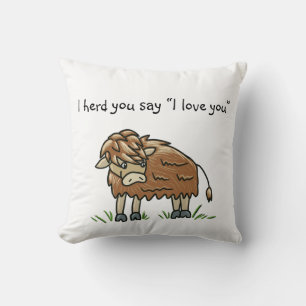 Bébé bison vache buffle Je t'aime coussin