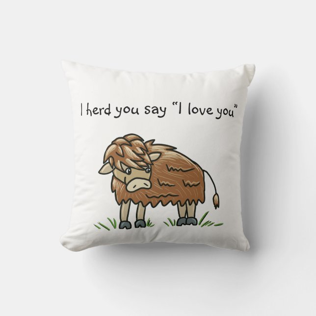 Bébé bison vache buffle Je t'aime coussin (Recto)