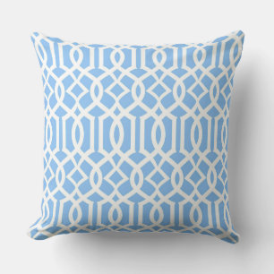 Bébé blanc bleu marocain Trellis Décor Coussin