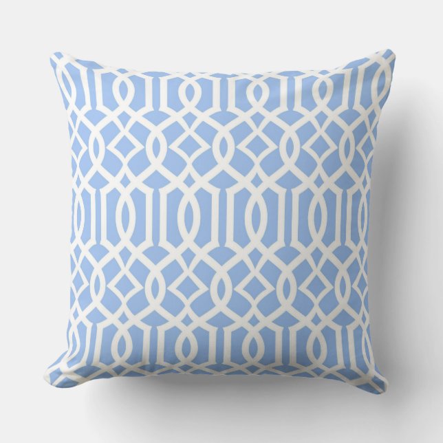 Bébé blanc bleu marocain Trellis Décor Coussin (Recto)