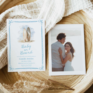 Bébé bleu à bord Baby shower de plage Invitation