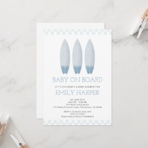 Bébé bleu à bord Invitation Baby shower