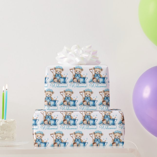 Bébé bleu Accueil Teddy Ours Cadeau Papier envelop (Cadeaux de fête)