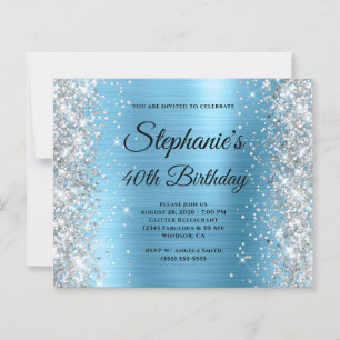 Bébé Bleu Argent Glam Monogramme 40e Anniversaire