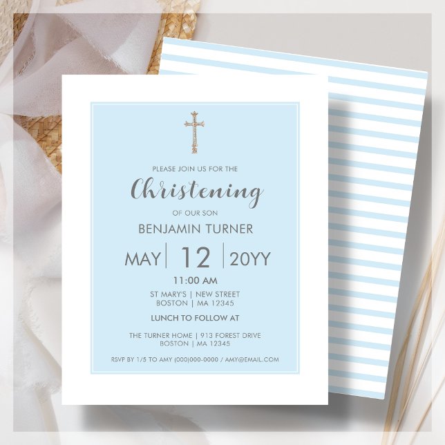 Bébé Bleu bande | Christening Budget Invitation (Créateur téléchargé)