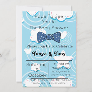 Bébé Bleu Bébé Douche Invitations
