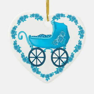 Bébé bleu Buggy Coeur ornement