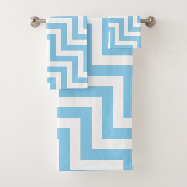 Bébé Bleu et Blanc Grand Taille Diagonal Chevron (En situation)