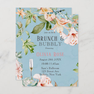 Bébé bleu et rose Lily Brunch & Bubbly Invitation