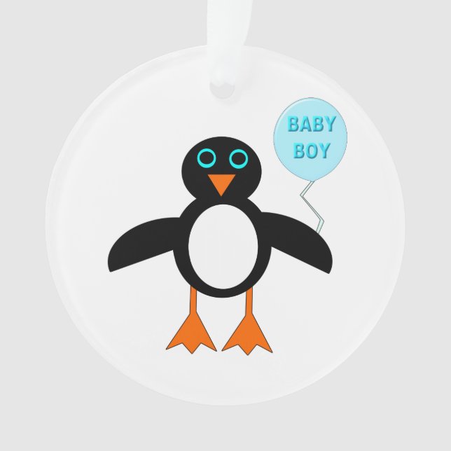 Bébé Bleu mignon Boy Pingouin Ornement acrylique (devant)