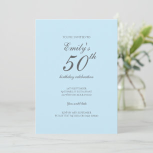 Bébé bleu minimaliste 50e anniversaire Invitation
