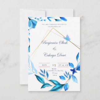 bébé bleu pétale et blanc simple invitation mariag